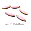sequins médaillons style émaillés Biface Navette Fines Rose 5 par 16mm sur une base en métal doré