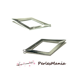 30 pendentifs losange marquise martelés P780 metal ARGENT ANTIQUE