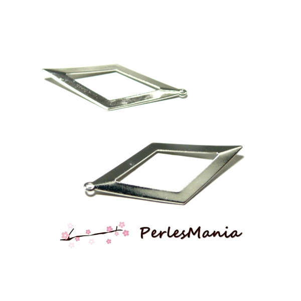 30 pendentifs losange marquise martelés P780 metal ARGENT ANTIQUE
