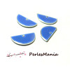 4 sequins médaillons style émaillés Biface Demi Cercle Bleu Electrique 15 par 8mm ref 1
