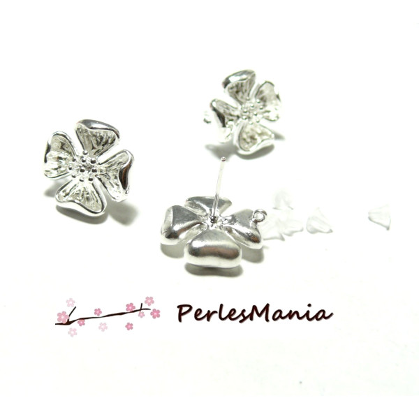 Supports de Boucle d'oreille puce Fleur 3D 15mm