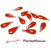 Sequins Médaillons Biface Goutte 13 mm – Émaillés Rouge sur Base Métal Argenté