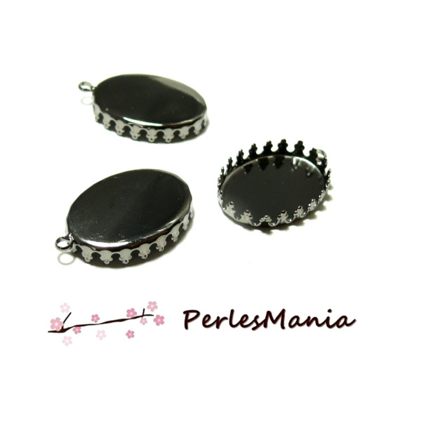 Supports Pendentif Ovale Griffe 13x18mm – Métal Gun Metal