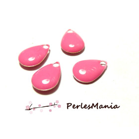 4 sequins médaillons style émaillés Biface Ovale Rose Pale 14mm ref 8