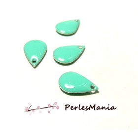 4 sequins médaillons style émaillés Biface Ovale Bleu Nuit 14mm ref 8