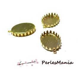 Supports Pendentif Ovale Griffe Attache Ronde 13x18mm Métal Doré