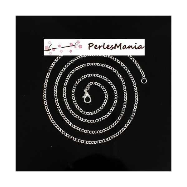 Sautoirs 81cm Chaine Gourmette metal Argent Vif