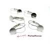 Supports boucle d'oreille, Dormeuse Plateau Lisse 10mm, laiton finition Argent Platine
