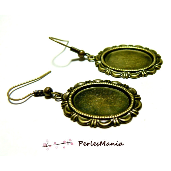 Supports de Boucles d’oreilles Crochet Vintage 13x18 mm – Métal couleur Bronze