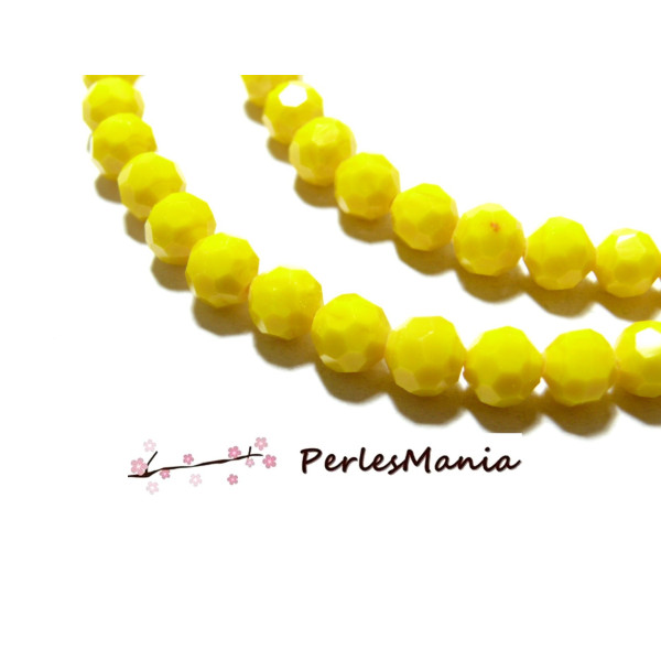 1 fil d'environ 100 perles RONDES à facettes en verre 6mm JAUNE H166602