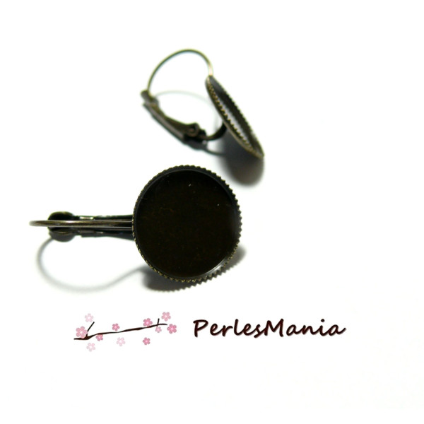 BN118587PP PAX 20 Boucles d'oreille dormeuse Plateau Rond 12mm metal couleur Argent Platine