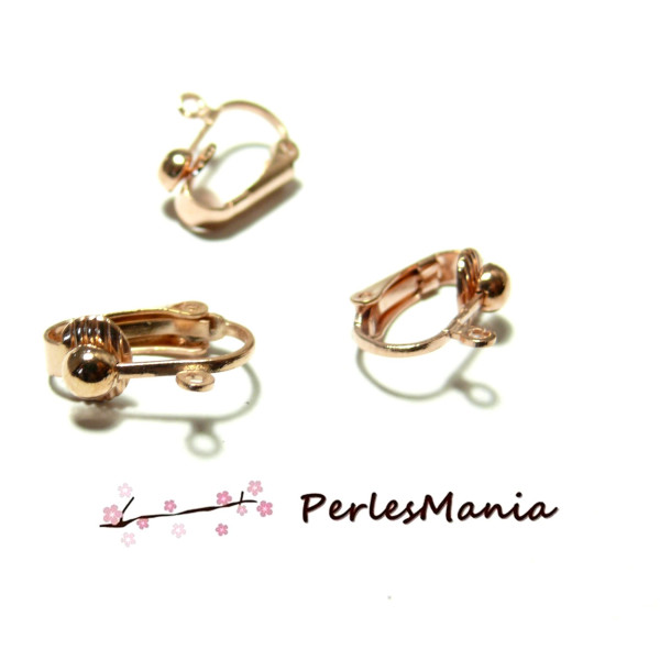 Supports de Boucles d'oreille Clips avec attache metal couleur Or Rose