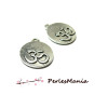 Breloques pendentifs  Yoga OM 20mm, laiton finition Argent Antique
