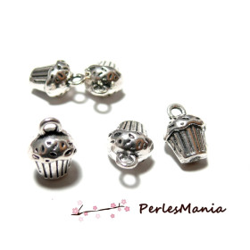 30 pendentifs cup cake gateau muffins Viel argent  PA113361 fournitures pour bijoux 