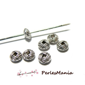 perles  intercalaires rondelles Type Pelote 6mm metal couleur Argent Antique