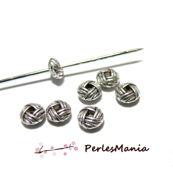 perles  intercalaires rondelles Type Pelote 6mm metal couleur Argent Antique