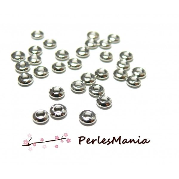H25847 PAX 50 perles  intercalaires rondelles Type Pelote 6mm metal couleur Argent Antique
