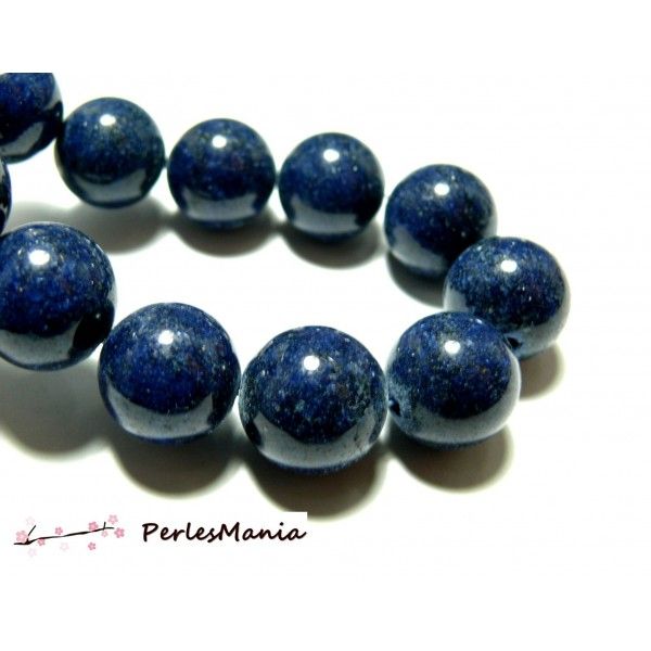 40 perles rondes jade teintée 10mm bleu lapis lazuli PXS09 