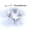 Pendentifs, Globes Bulles en Verre Caviar Blanc socle Argent