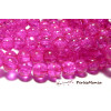 1 fil d' eniron 200 perles 4mm de verre craquelé rose fushia
