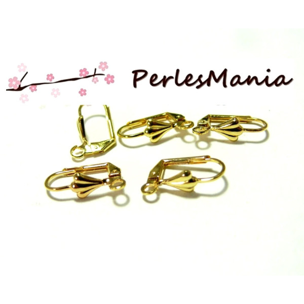 PAX: 50 pieces Boucle d'oreille dormeuses eventail DORE  pour création de bijoux