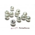 PS1101147 PAX 100 perles intercalaires stardust granitees paillettes 3mm metal couleur Argent Vif