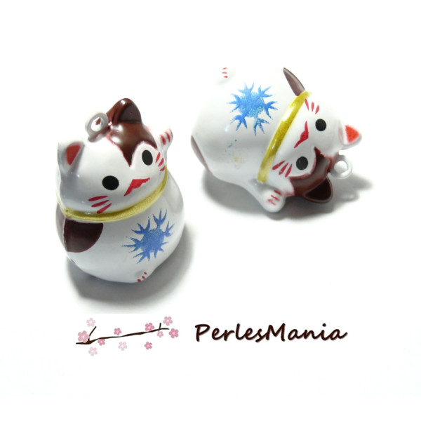 2 pendentifs Chat Manéki Neko Rouge Grelots 18mm 150518173545
