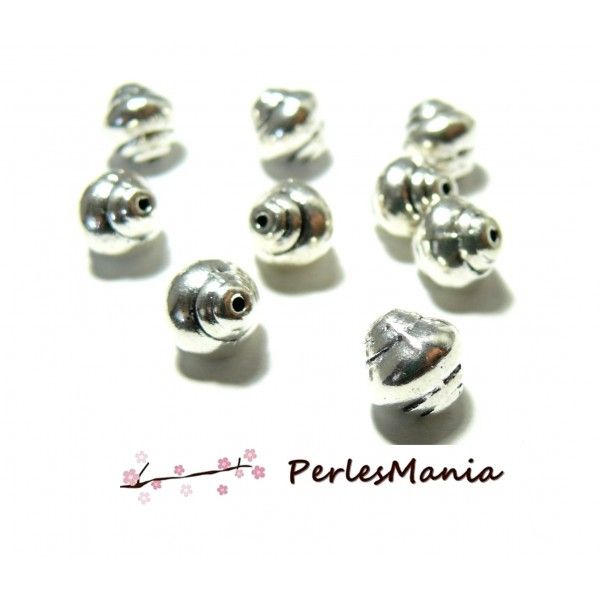 Apprêts et perles: 5 perles coquillage intercalaires P5167Y vieil argent