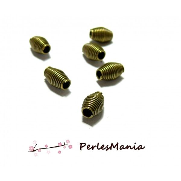 Pendentifs, perles intercalaire 9 mm, style Oblong Spirales métal couleur Bronze