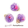 PAX 5 Pendentifs GLOBES BULLES EN VERRE Fleur et Rhinestone socle DORE S1198727