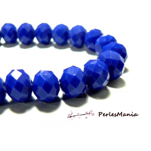 131121115005 1 fil d'environ 70 perles Rondelles 8 par 6mm Verre facettée bleu électrique 