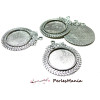 Supports de pendentif Rond 25mm Multi Fleurs, Laiton Argent Antique