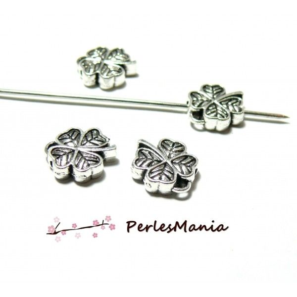 S11105701 PAX 50 perles intercalaires Carre 10mm martelé spirale metal couleur Argent Antique