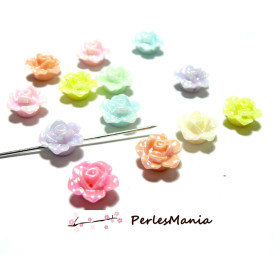 Cabochons, perles intercalaire Fleur Résine 13mm Irisé Multicolore