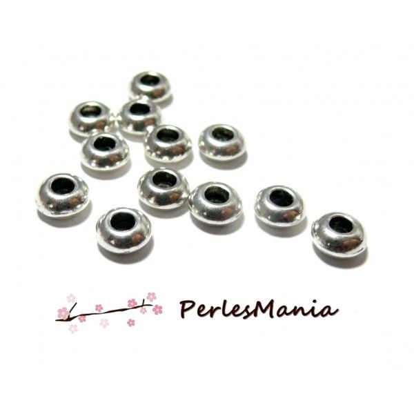 PS1181425 PAX 50 perles intercalaire Rondelles 8mm metal couleur Argent Platine 
