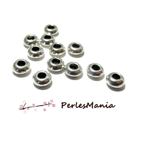 PS1181425 PAX 50 perles intercalaire Rondelles 8mm metal couleur Argent Platine 
