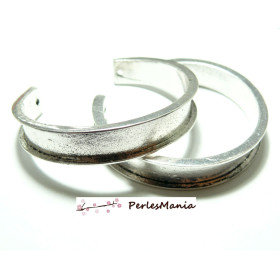 Support bracelet Jonc pour cordon plat 10mm couleur Argent Antique