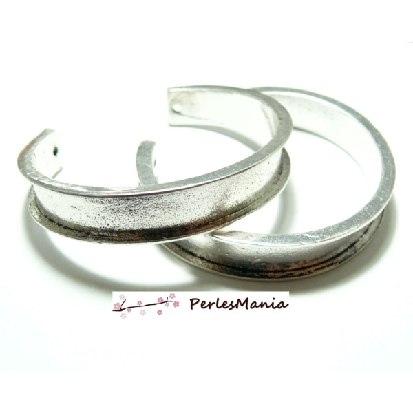 Support bracelet Jonc pour cordon plat 10mm couleur Argent Antique