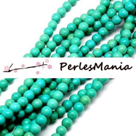 1 fil de 90 perles Turquoise reconstité Howlite couleur Bleu Turquoise 4mm H1922 