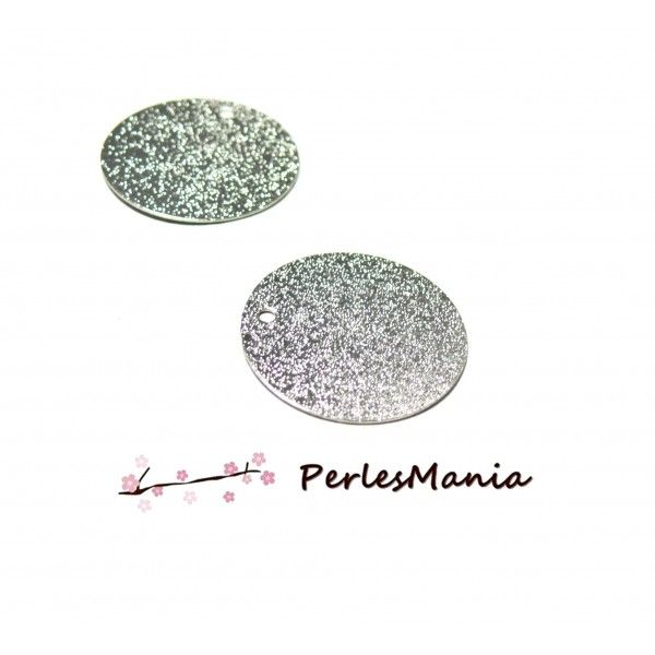 PAX 10 pendentifs, breloque medaillon martelée stardust 25mm ARGENT VIF qualité cuivre S11103350