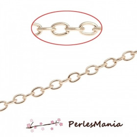 Chaine maille Forçat 3,5 par 3mm, métal Or Pale