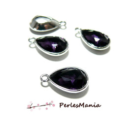 Pendentifs Goutte Verre Facetté Violet Améthyste 19mm