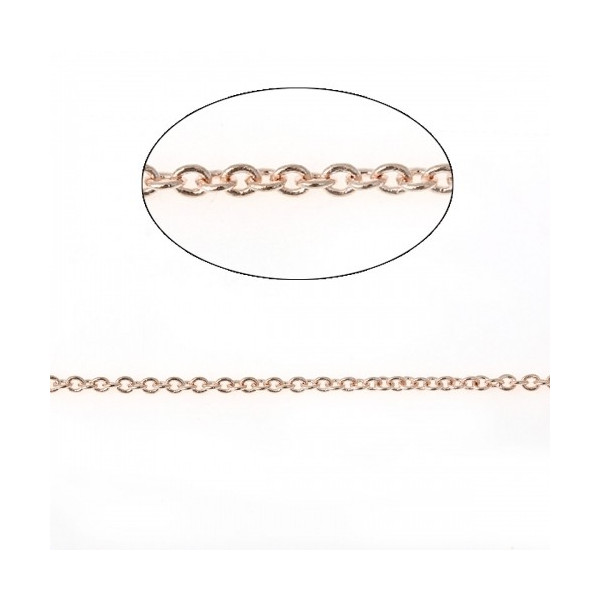 Chaine maille Forçat Extra Fine Or Rose  1.5 par 1.3mm Qualité Cuivre