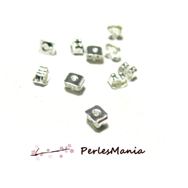 Stoppeurs Embouts Poussoirs,  Cuivre  finition Argent Vif pour Boucles d'oreille Puce