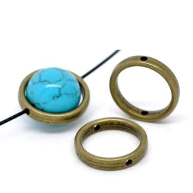Perles Metal Intercalaires Cadre Rond 18mm métal Couleur Bronze