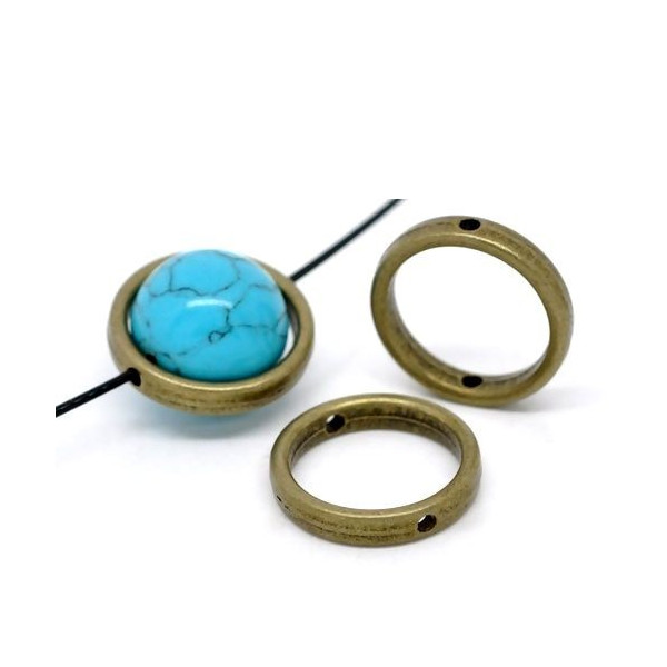 Perles Metal Intercalaires Cadre Rond 18mm métal Couleur Bronze