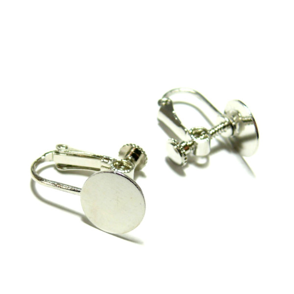160711095437PP PAX 10 Boucle d'oreille Clip à vis avec attache métal couleur Argent Platine 