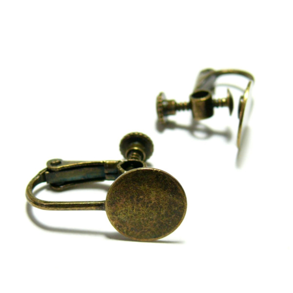 Supports de Boucles d’oreille Clip à Vis avec Plateau 10mm – Métal Couleur Bronze