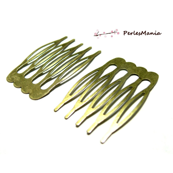 10 peignes barrette à cheveux à customiser 39x26mm 2M1408 bronze 