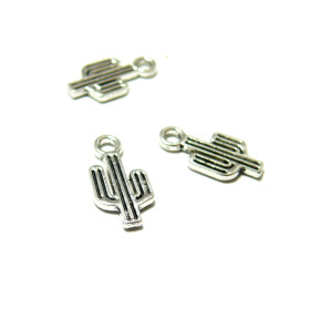 Pendentifs Breloque Cactus 15mm – Métal Argent Antique